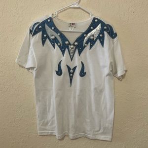 White & Silver Pearl Design Shirt